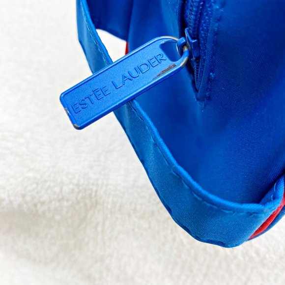 Estee Lauder Unisex Cosmetic Toiletry Case Blue Zip Top Side Handle Bag Vintage - Picture 6 of 9